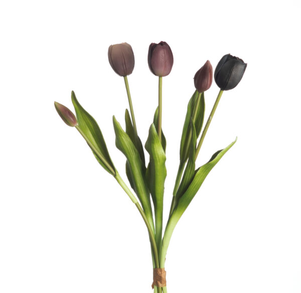 Real Touch Tulpen Mauve Bosje Van 5 - Afbeelding 2