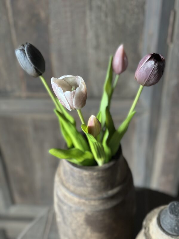 Real Touch Tulpen Mauve Bosje Van 5 - Afbeelding 3